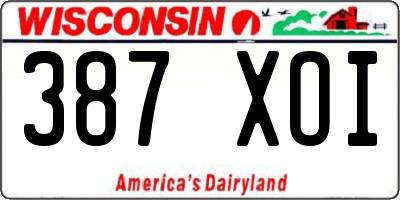 WI license plate 387XOI
