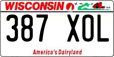 WI license plate 387XOL