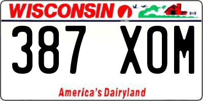 WI license plate 387XOM