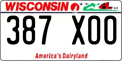 WI license plate 387XOO