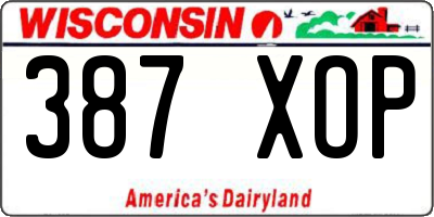 WI license plate 387XOP