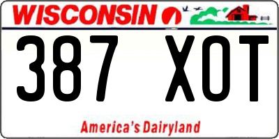 WI license plate 387XOT