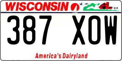 WI license plate 387XOW