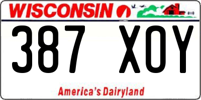 WI license plate 387XOY