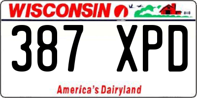 WI license plate 387XPD