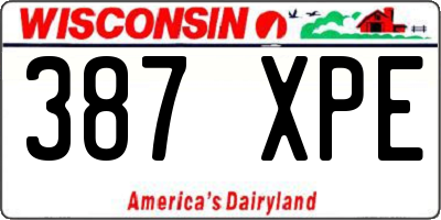 WI license plate 387XPE