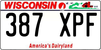 WI license plate 387XPF
