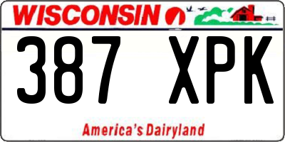 WI license plate 387XPK