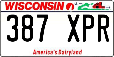 WI license plate 387XPR
