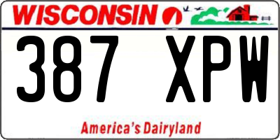 WI license plate 387XPW