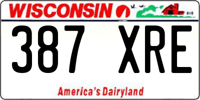 WI license plate 387XRE