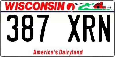 WI license plate 387XRN