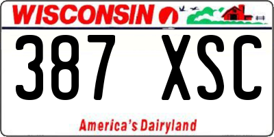 WI license plate 387XSC