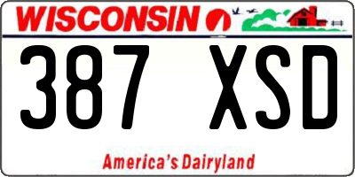 WI license plate 387XSD