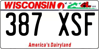WI license plate 387XSF