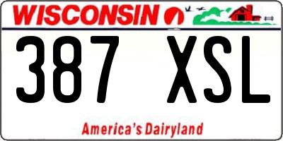 WI license plate 387XSL