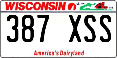 WI license plate 387XSS