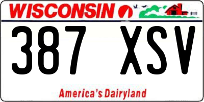 WI license plate 387XSV