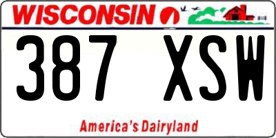 WI license plate 387XSW
