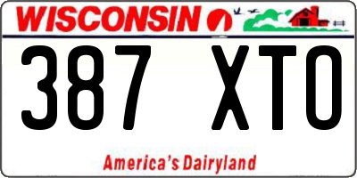 WI license plate 387XTO