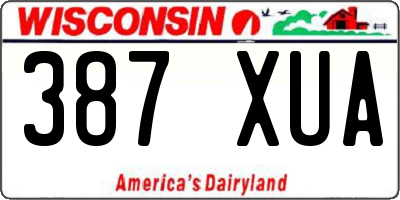 WI license plate 387XUA