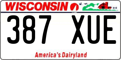 WI license plate 387XUE