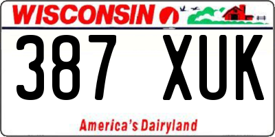 WI license plate 387XUK