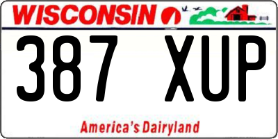 WI license plate 387XUP