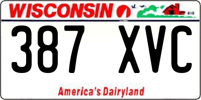 WI license plate 387XVC