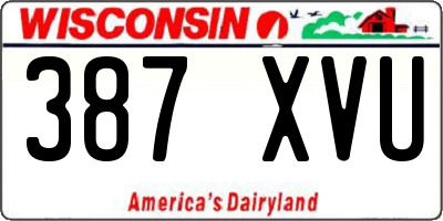 WI license plate 387XVU