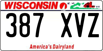 WI license plate 387XVZ