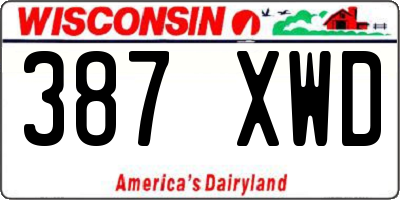 WI license plate 387XWD