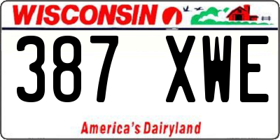 WI license plate 387XWE