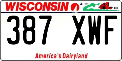 WI license plate 387XWF