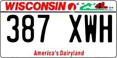 WI license plate 387XWH