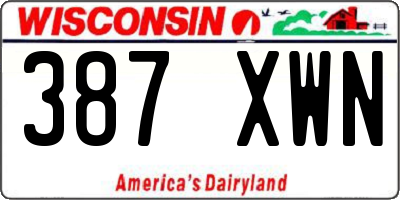 WI license plate 387XWN