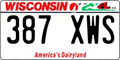 WI license plate 387XWS