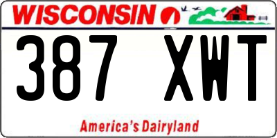 WI license plate 387XWT