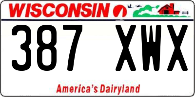 WI license plate 387XWX
