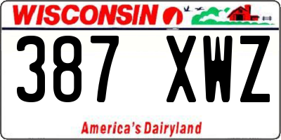 WI license plate 387XWZ