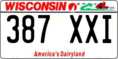 WI license plate 387XXI