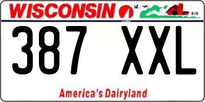 WI license plate 387XXL