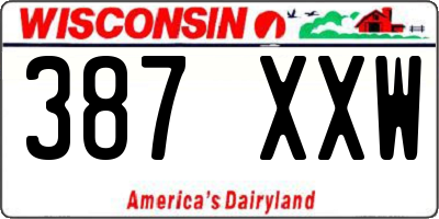 WI license plate 387XXW