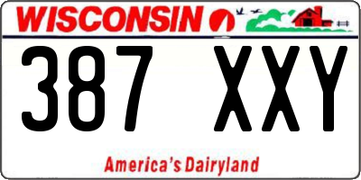 WI license plate 387XXY