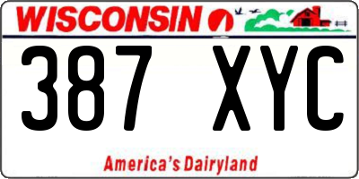 WI license plate 387XYC
