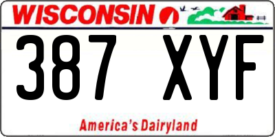 WI license plate 387XYF