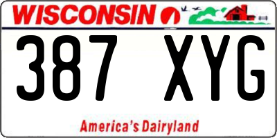 WI license plate 387XYG