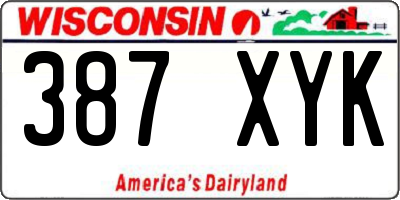 WI license plate 387XYK