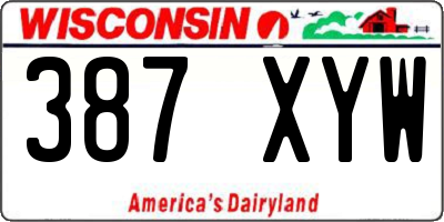 WI license plate 387XYW