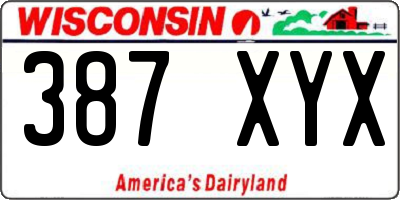 WI license plate 387XYX